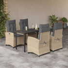 5-piece Garden Set with Cushions Poly Rattan Mixed Beige