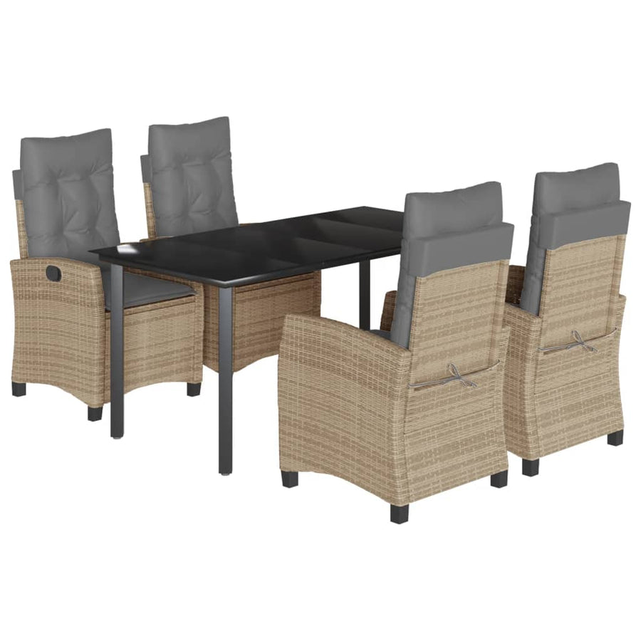 5-Delige Tuinset Met Kussens Poly Rattan Gemengd Beige