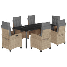 7-Delige Tuinset Met Kussens Poly Rattan Gemengd Beige 6 200 cm tafellengte