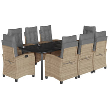 9-Delige Tuinset Met Kussens Poly Rattan Gemengd Beige 8 200 cm tafellengte
