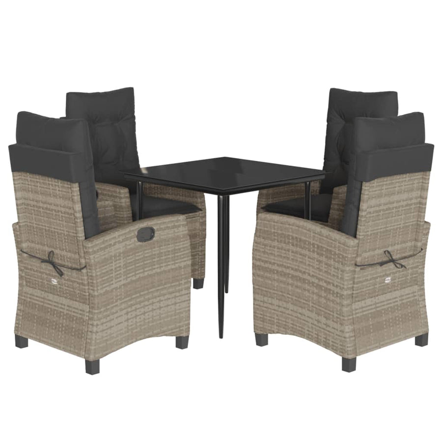 5-Delige Tuinset Met Kussens Poly Rattan Lichtgrijs