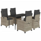 5-piece Garden Lounge Set with cushions poly rattan light grey