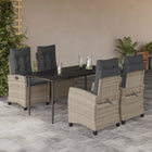 5-piece Garden Lounge Set with cushions poly rattan light grey
