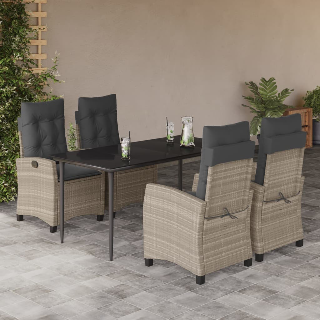 5-Delige Tuinset Met Kussens Poly Rattan Lichtgrijs