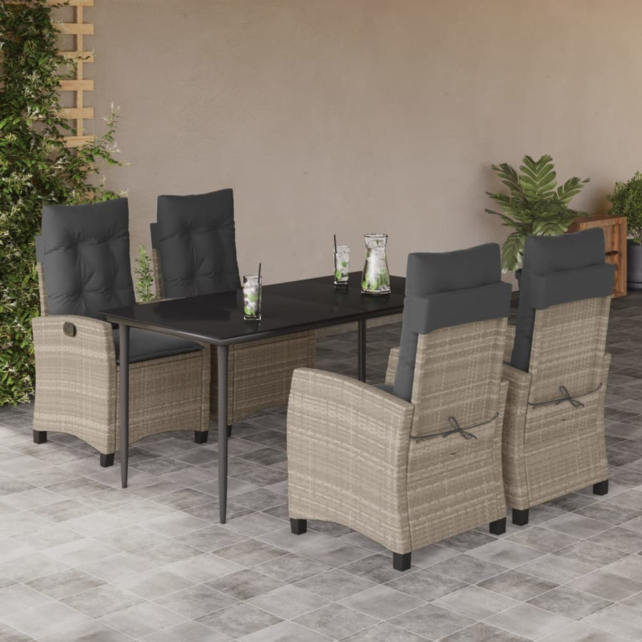 5-Delige Tuinset Met Kussens Poly Rattan Lichtgrijs