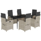 7-Piece Garden Set with Cushions Poly Rattan Grey
