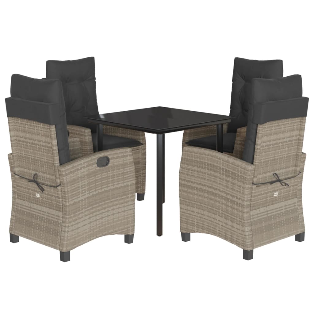 5-Delige Tuinset Met Kussens Poly Rattan Lichtgrijs