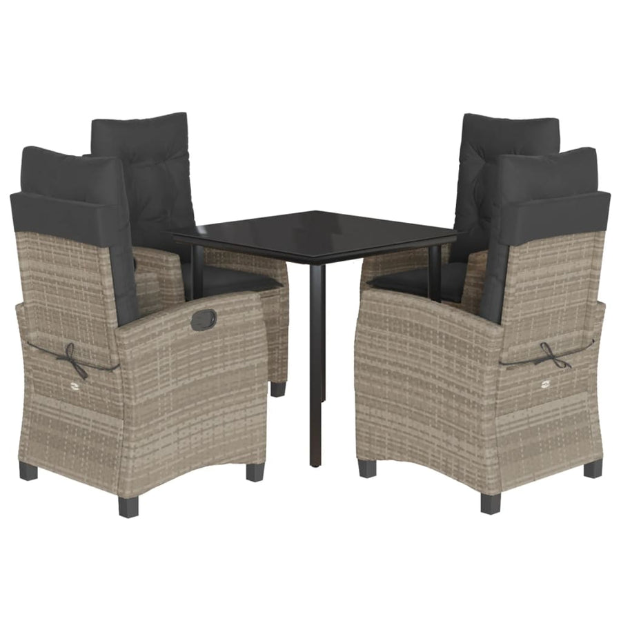 5-Delige Tuinset Met Kussens Poly Rattan Lichtgrijs