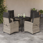 5-piece Garden Lounge Set with cushions poly rattan light grey