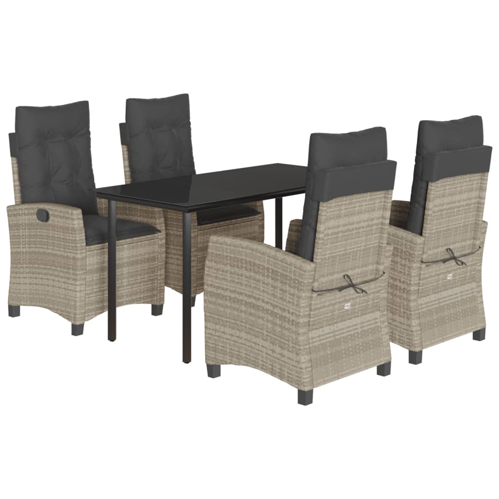 5-Delige Tuinset Met Kussens Poly Rattan Lichtgrijs