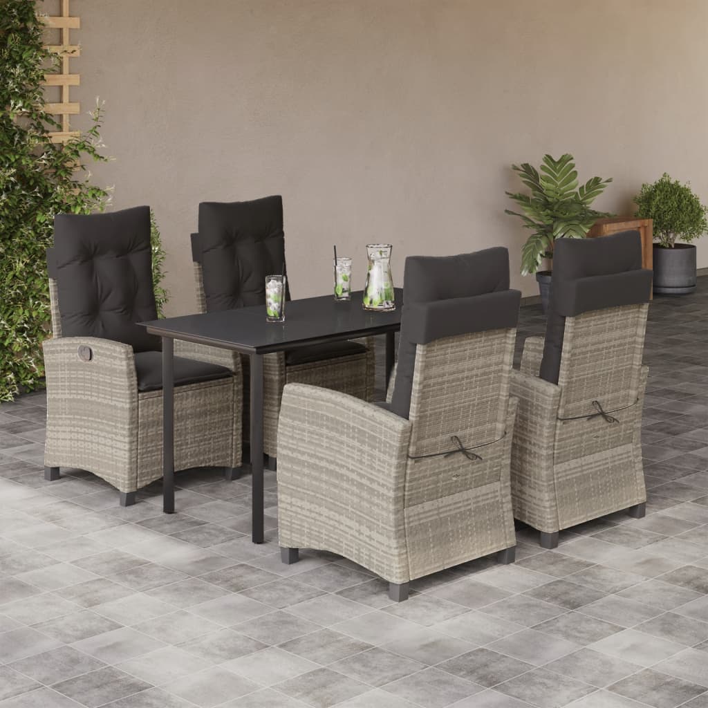 5-Delige Tuinset Met Kussens Poly Rattan Lichtgrijs