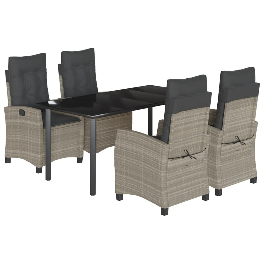 5-Delige Tuinset Met Kussens Poly Rattan Lichtgrijs