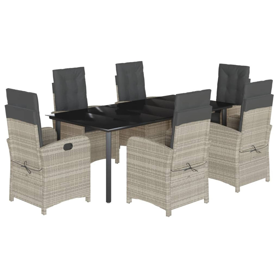 7-Delige Tuinset Met Kussens Poly Rattan Grijs 6 200 cm tafellengte
