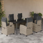 7-Piece Garden Set with Cushions Poly Rattan Grey