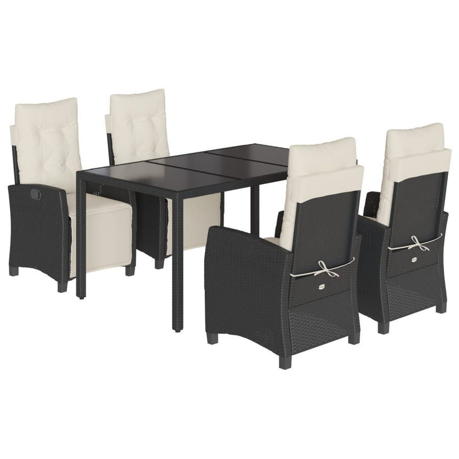 5-Delige Tuinset Met Kussens Poly Rattan Zwart