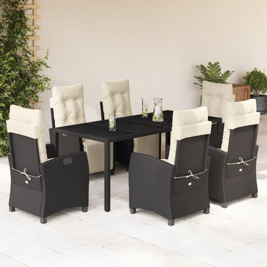 7-Delige Tuinset Met Kussens Poly Rattan Zwart