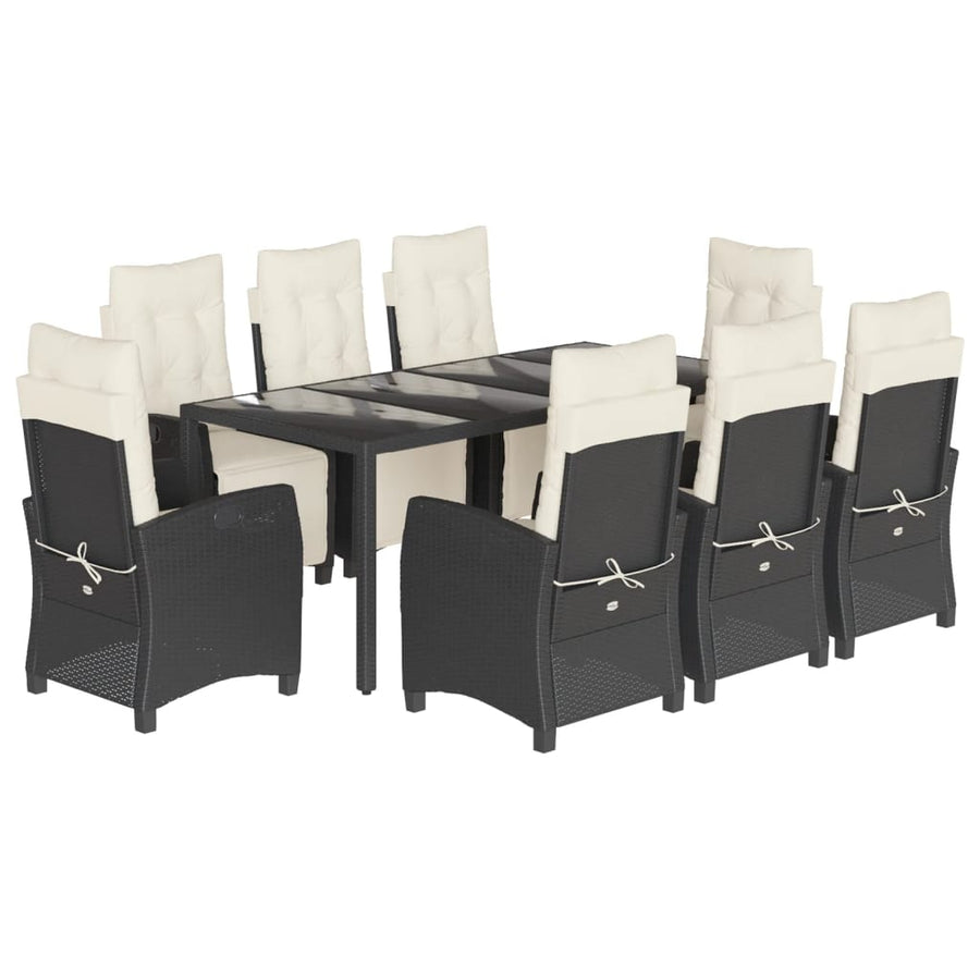 9-Delige Tuinset Poly Rattan Zwart