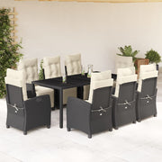 9-piece Garden furniture set poly rattan black
