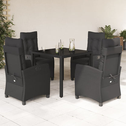 5-Delige Tuinset Met Kussens Poly Rattan 4 90 cm tafellengte Zwart