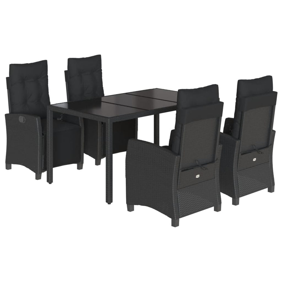 5-Delige Tuinset Met Kussens Poly Rattan Zwart