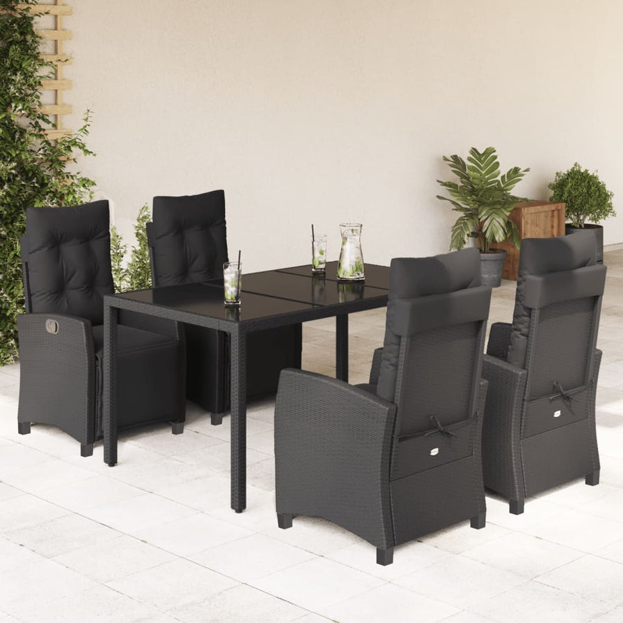 5-Delige Tuinset Met Kussens Poly Rattan Zwart