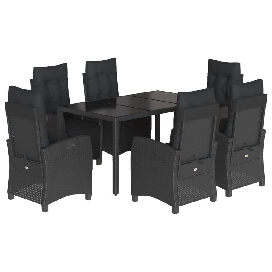 7-Delige Tuinset Met Kussens Poly Rattan Zwart