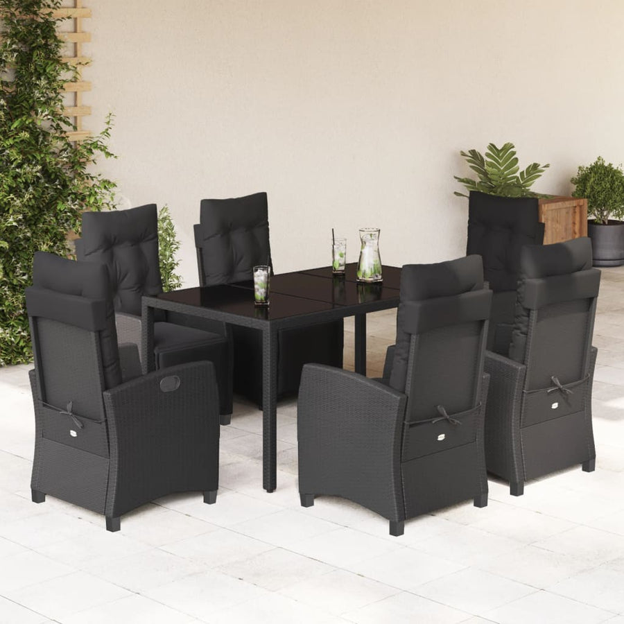 7-Delige Tuinset Met Kussens Poly Rattan Zwart