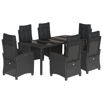 7-Delige Tuinset Met Kussens Poly Rattan Zwart