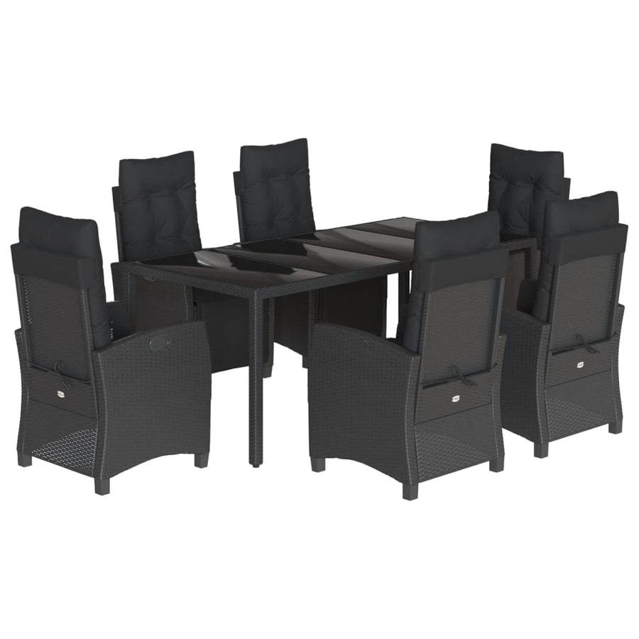 7-Delige Tuinset Met Kussens Poly Rattan Zwart