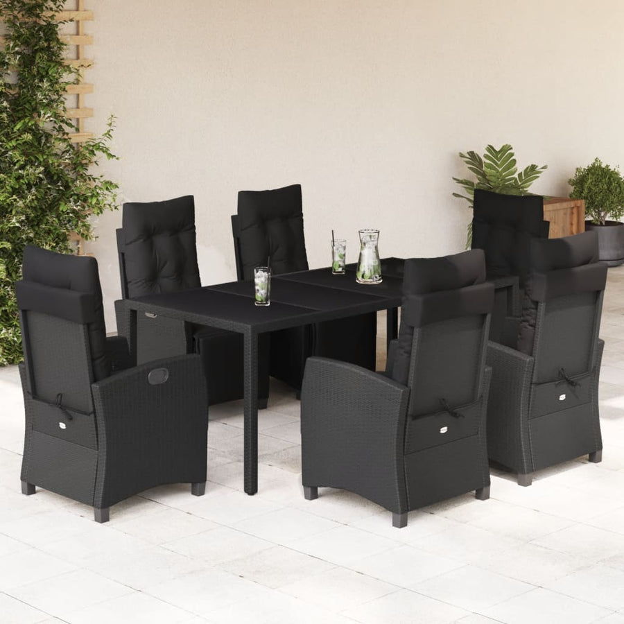 7-Delige Tuinset Met Kussens Poly Rattan Zwart