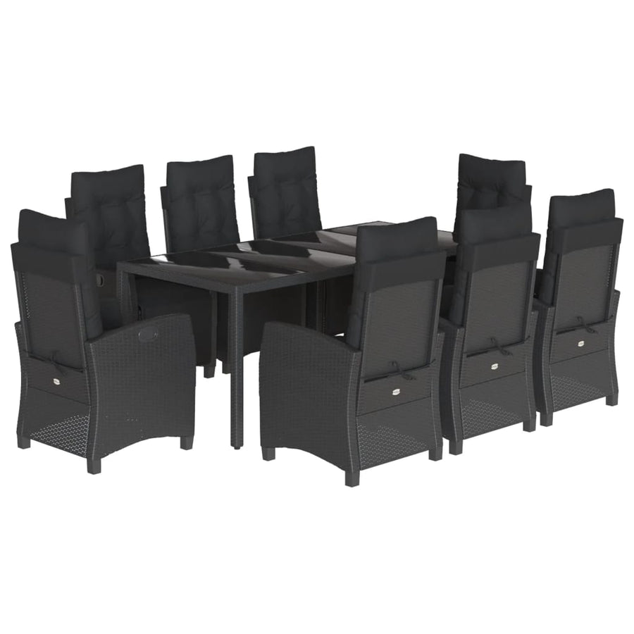 9-Delige Tuinset Poly Rattan Zwart