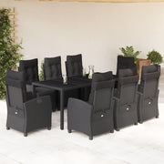 9-piece Garden furniture set poly rattan black