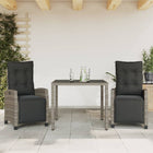 3-Delige Tuinset Met Kussens Poly Rattan Grijs