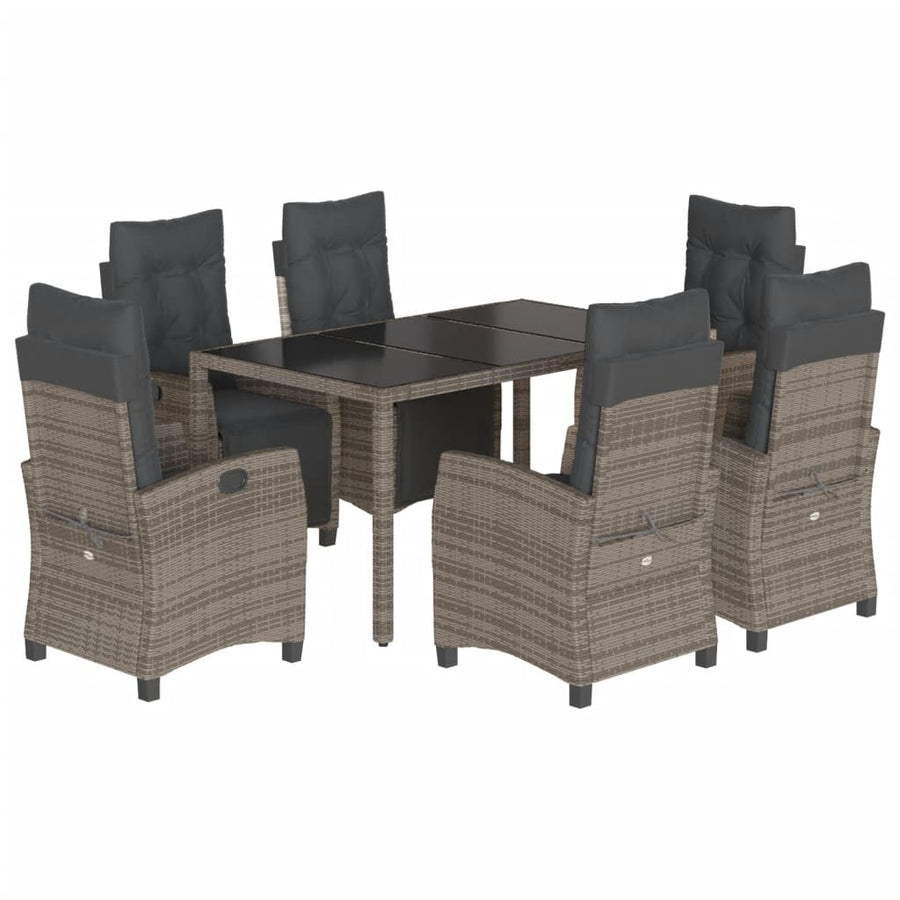 7-Delige Tuinset Met Kussens Poly Rattan Grijs