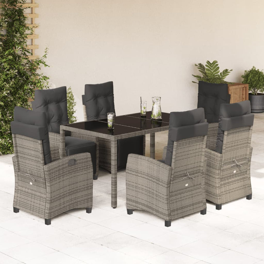 7-Delige Tuinset Met Kussens Poly Rattan Grijs