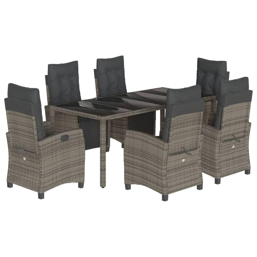 7-Delige Tuinset Met Kussens Poly Rattan Grijs