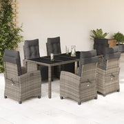 Tuinset 7-delig poly rattan grijs met kussens