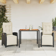 Tuinset 3-delig poly rattan zwart met kussens
