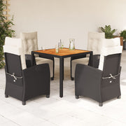 Tuinset 5-delig poly rattan zwart met kussens
