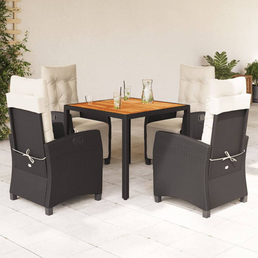5-Delige Tuinset Met Kussens Poly Rattan Zwart