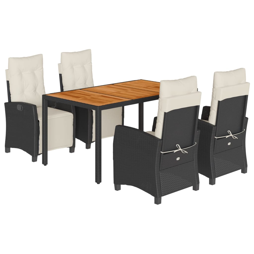 5-Delige Tuinset Met Kussens Poly Rattan Zwart