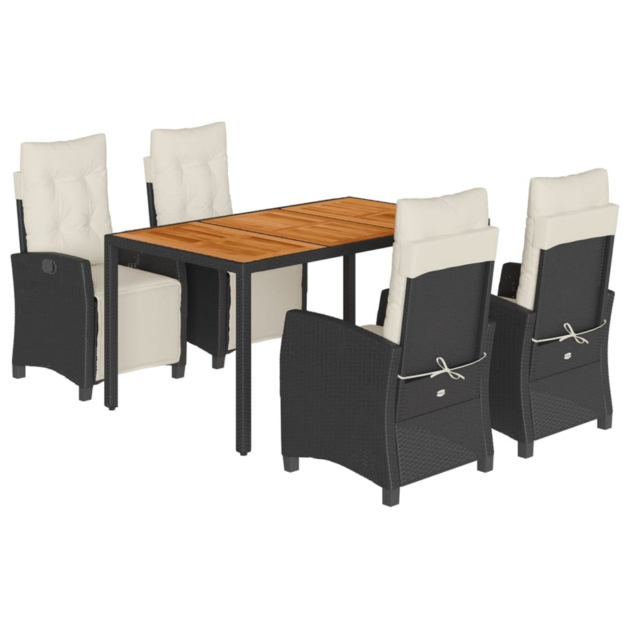 5-Delige Tuinset Met Kussens Poly Rattan Zwart