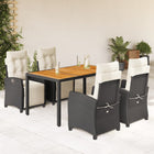 5-piece Garden Set with Cushions, Poly Rattan, Black