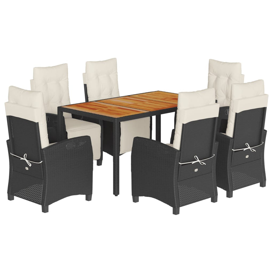 7-Delige Tuinset Met Kussens Poly Rattan Zwart