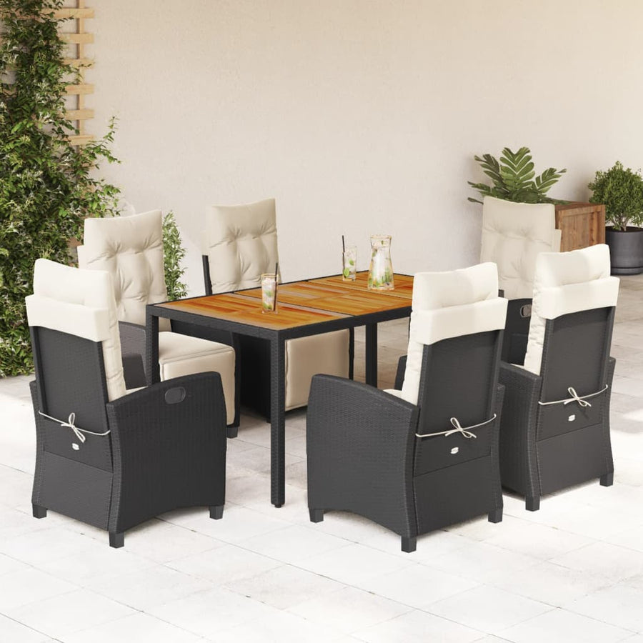 7-Delige Tuinset Met Kussens Poly Rattan Zwart