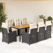 Tuinset 9-delig poly rattan zwart crème