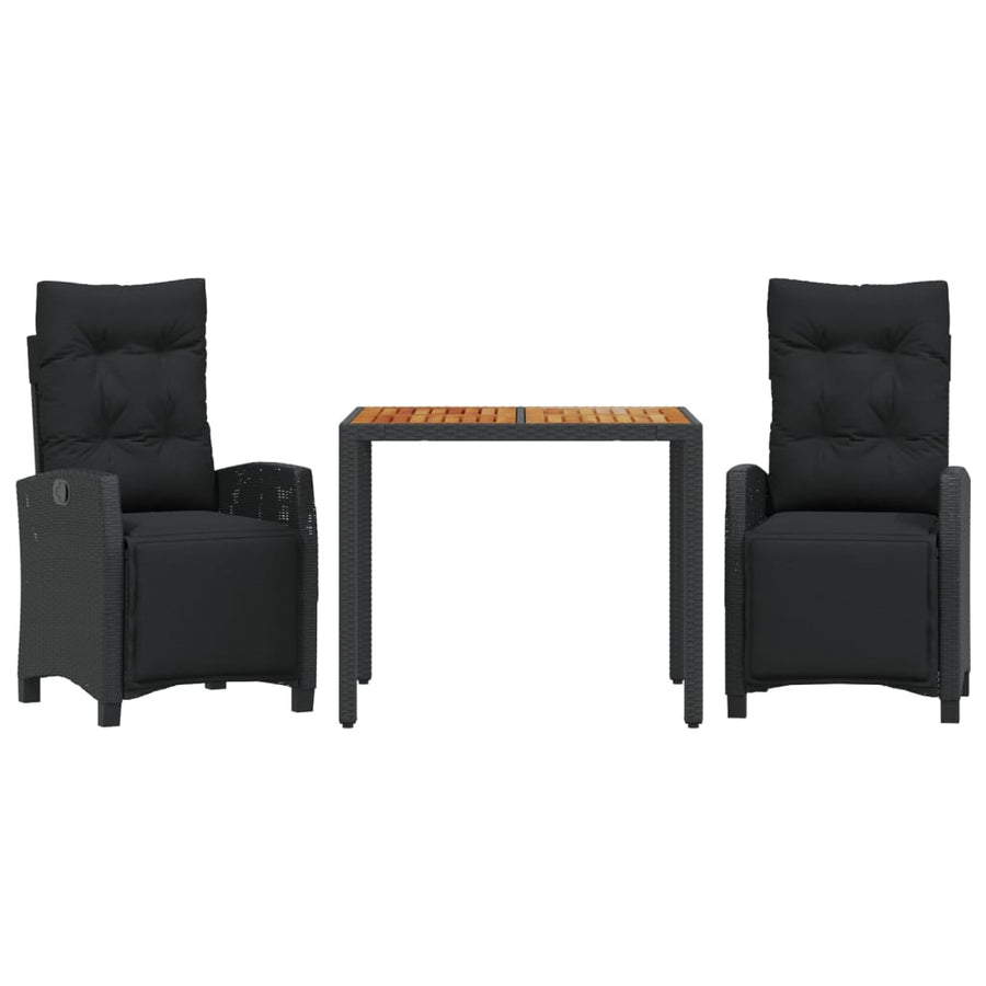 3-Delige Tuinset Met Kussens Poly Rattan Zwart