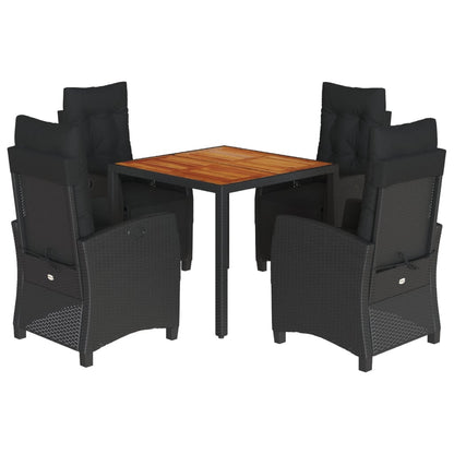 5-Delige Tuinset Met Kussens Poly Rattan Zwart