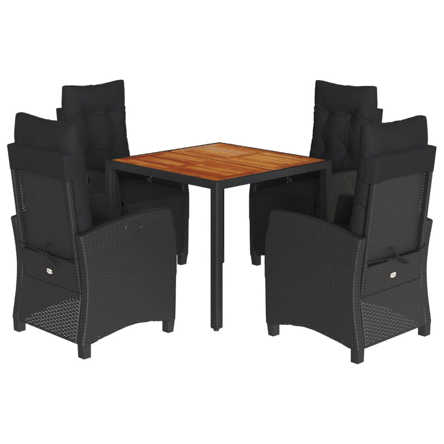 5-Delige Tuinset Met Kussens Poly Rattan Zwart