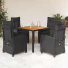 Tuinset 5-delig poly rattan zwart met kussens